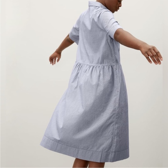Everlane The Parklet Shirtdress Blue and White Size 6 Midi Cotton - Picture 3 of 8